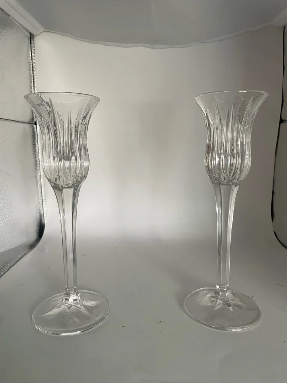 Mikasa Icicles Candle Stick holders Glass Pair - Clear - Simple, Romantic